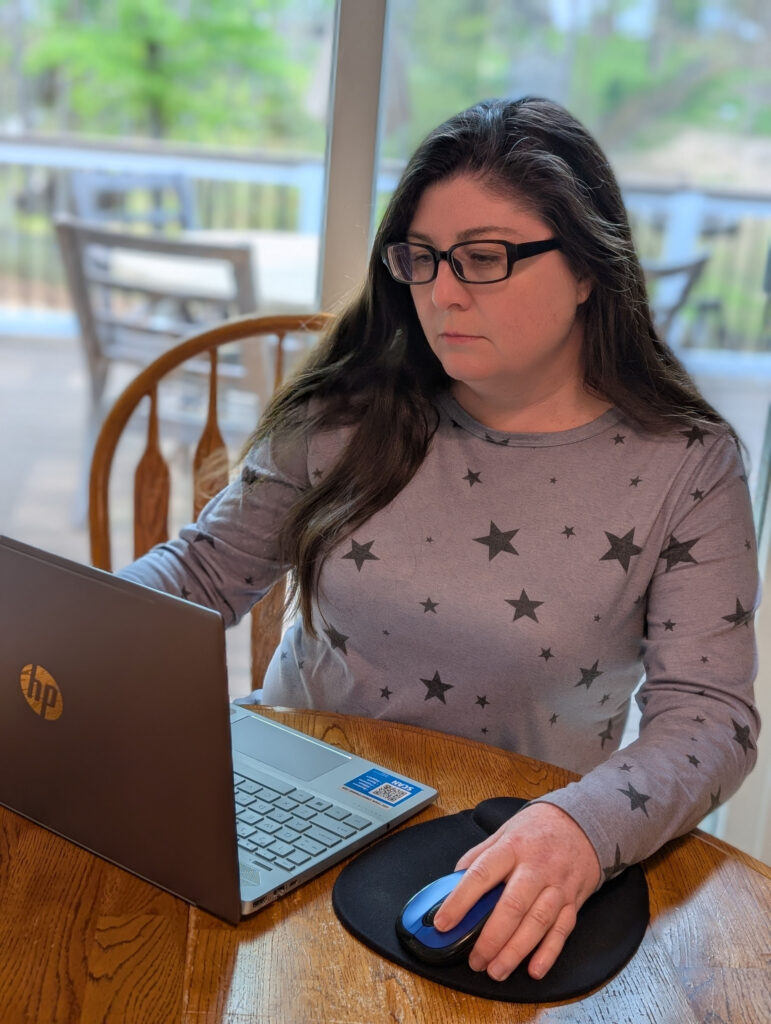 Shannon working at the computer